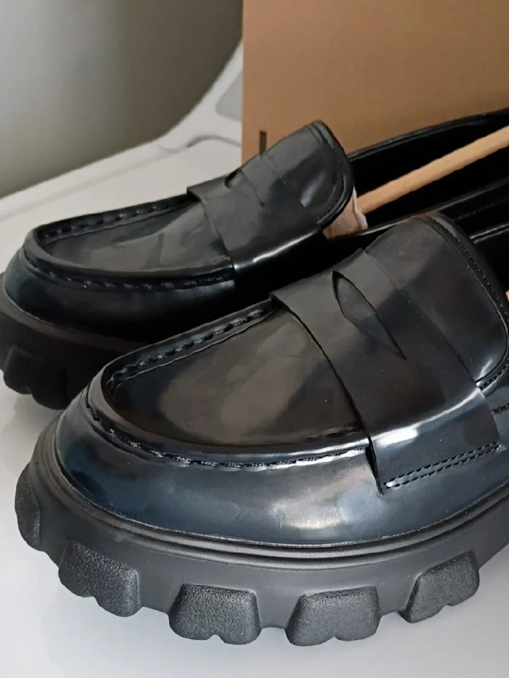 Chunky Penny Loafers in Dark Blue